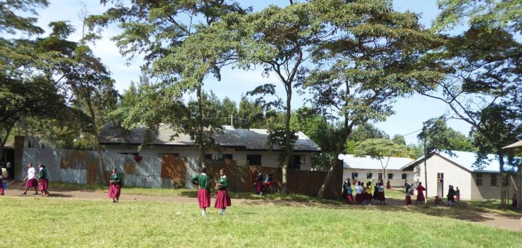 School children playing in schoolyard