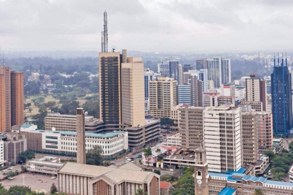 Nairobi aerial view of city business district
