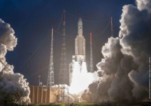 ESA Ariane rocket lift off with HYLAS 4 payload