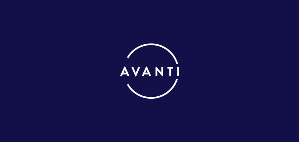 White Avanti logo on navy blue background