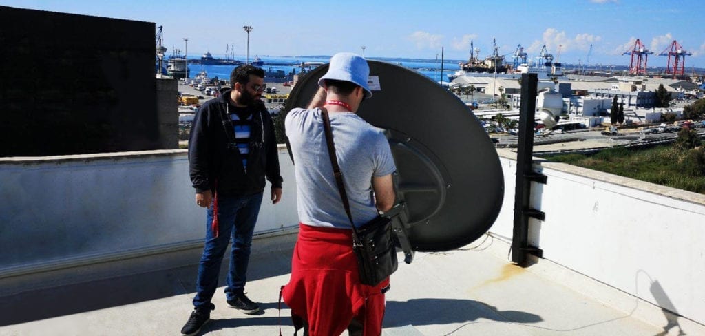 Satellite dish on rooftop in Limassol